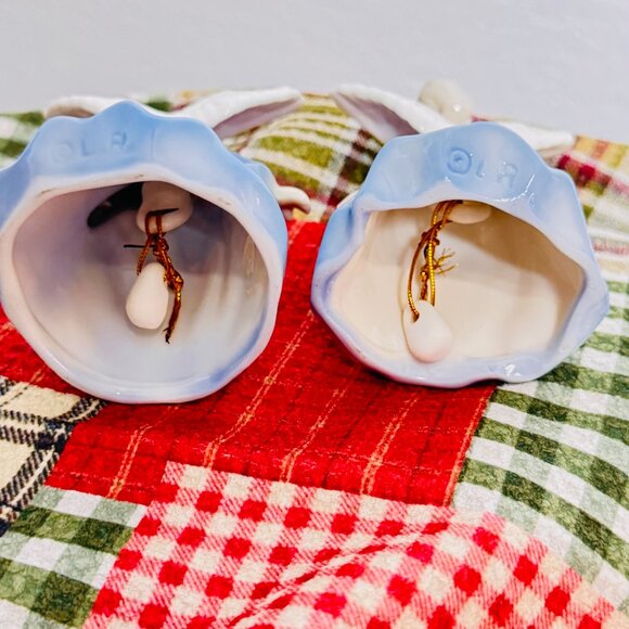 Vintage Lefton Blue White Porcelain Love Kissing Boy Girl Angel Figurines Japan - Picture 4 of 6
